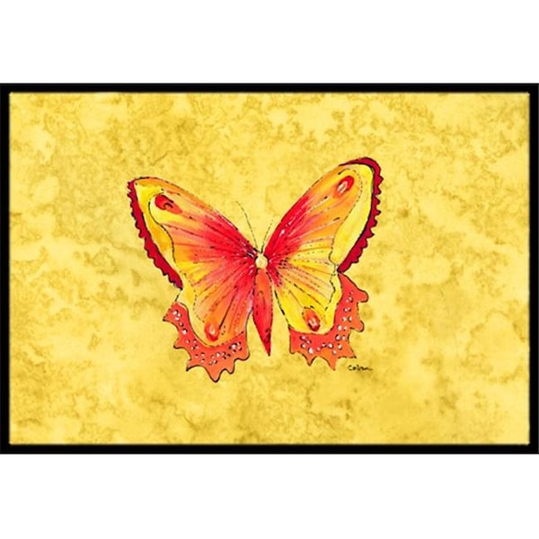 Carolines Treasures Carolines Treasures 8857MAT Butterfly on Yellow Indoor Or Outdoor Doormat - 18 x 27 in. 8857MAT - main